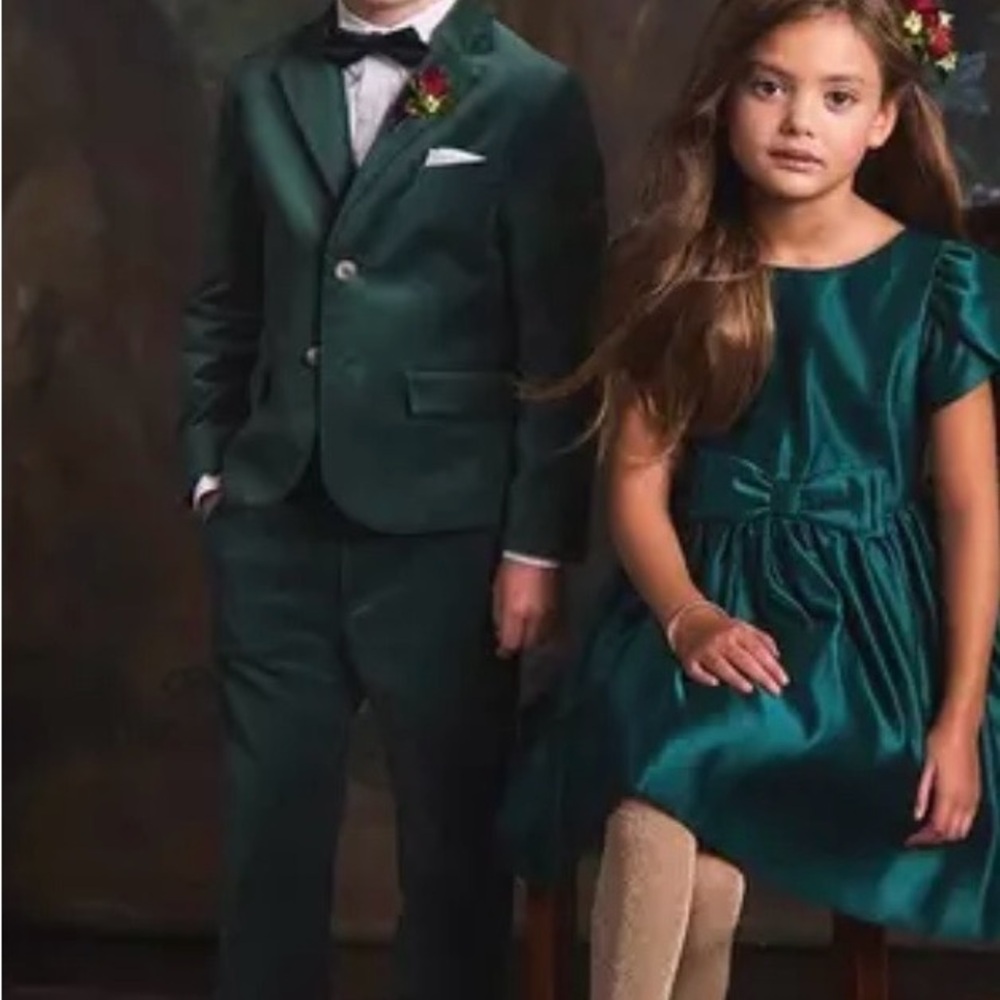 Janie and Jack Emerald Velvet Suit
